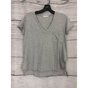 Lush Gray V-Neck Short Sleeve Tee With Pocket Size XS